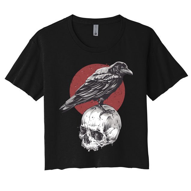 Raven On Skull Crop Top