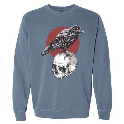 Raven On Skull Garment-Dyed Sweatshirt