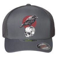 Raven On Skull Flexfit Unipanel Trucker Cap
