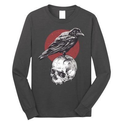 Raven On Skull Long Sleeve Shirt