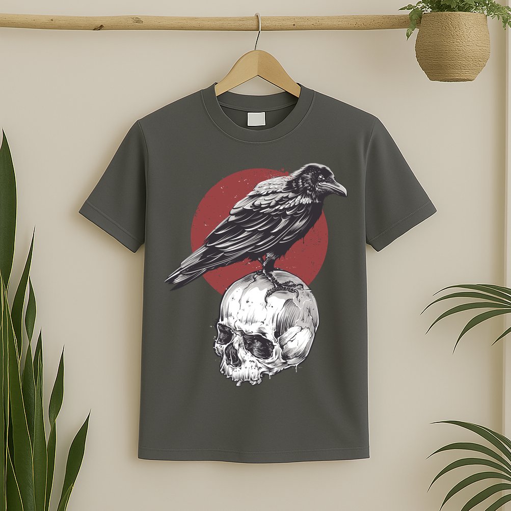 Raven On Skull T-Shirt