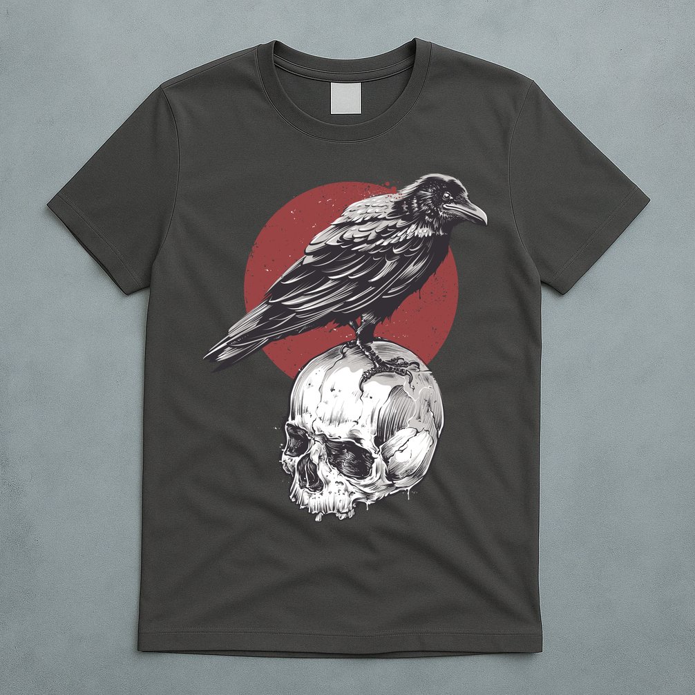 Raven On Skull T-Shirt