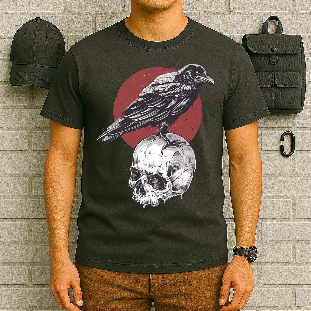Raven On Skull T-Shirt