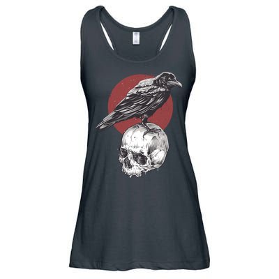 Raven On Skull Ladies Essential Flowy Tank