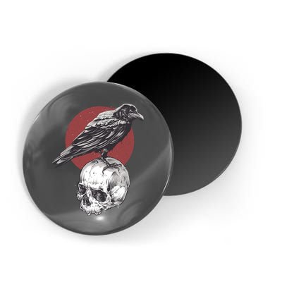 Raven On Skull Magnet