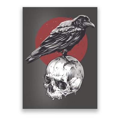 Raven On Skull Poster