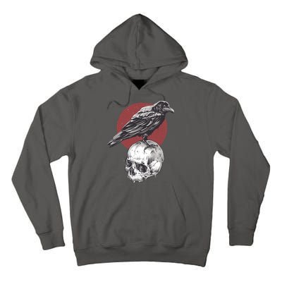 Raven On Skull Tall Hoodie