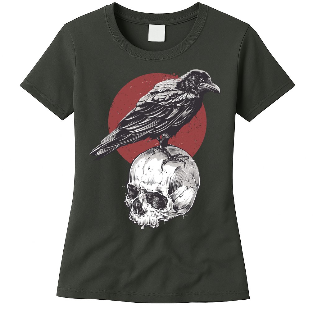Raven On Skull Womens T-Shirt