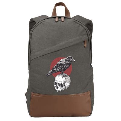 Raven On Skull Cotton Canvas Backpack