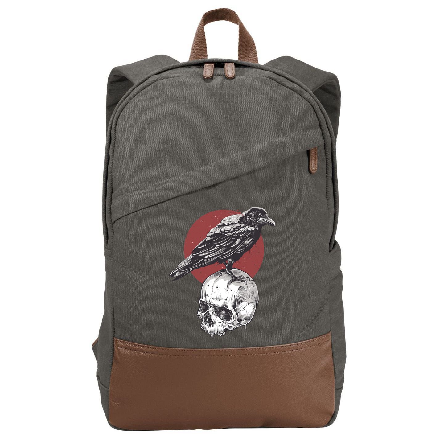 Raven On Skull Cotton Canvas Backpack