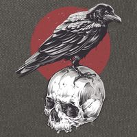 Raven On Skull Cotton Canvas Backpack