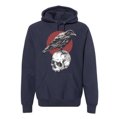 Raven On Skull Premium Hoodie