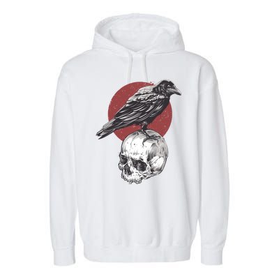 Raven On Skull Garment-Dyed Fleece Hoodie