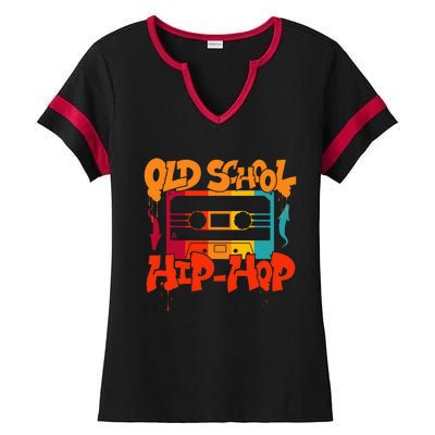 Retro Old School Hip Hop 80s 90s Graffiti Cassette Ladies Halftime Notch Neck Tee