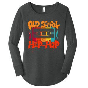 Retro Old School Hip Hop 80s 90s Graffiti Cassette Women's Perfect Tri Tunic Long Sleeve Shirt