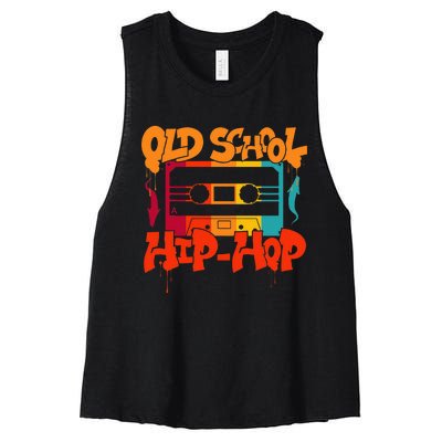 Retro Old School Hip Hop 80s 90s Graffiti Cassette Women's Racerback Cropped Tank