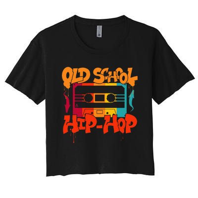 Retro Old School Hip Hop 80s 90s Graffiti Cassette Women's Crop Top Tee