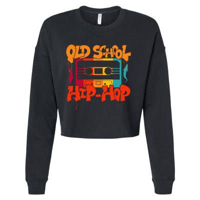 Retro Old School Hip Hop 80s 90s Graffiti Cassette Cropped Pullover Crew