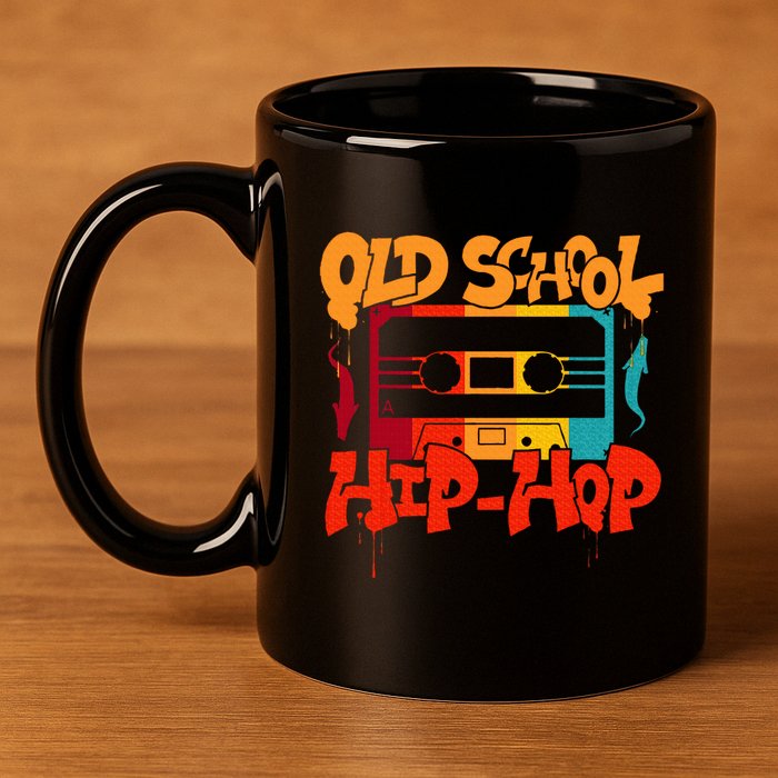 Retro Old School Hip Hop 80s 90s Graffiti Cassette 11oz C Handle Ceramic Mug