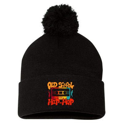 Retro Old School Hip Hop 80s 90s Graffiti Cassette Pom Pom 12in Knit Beanie