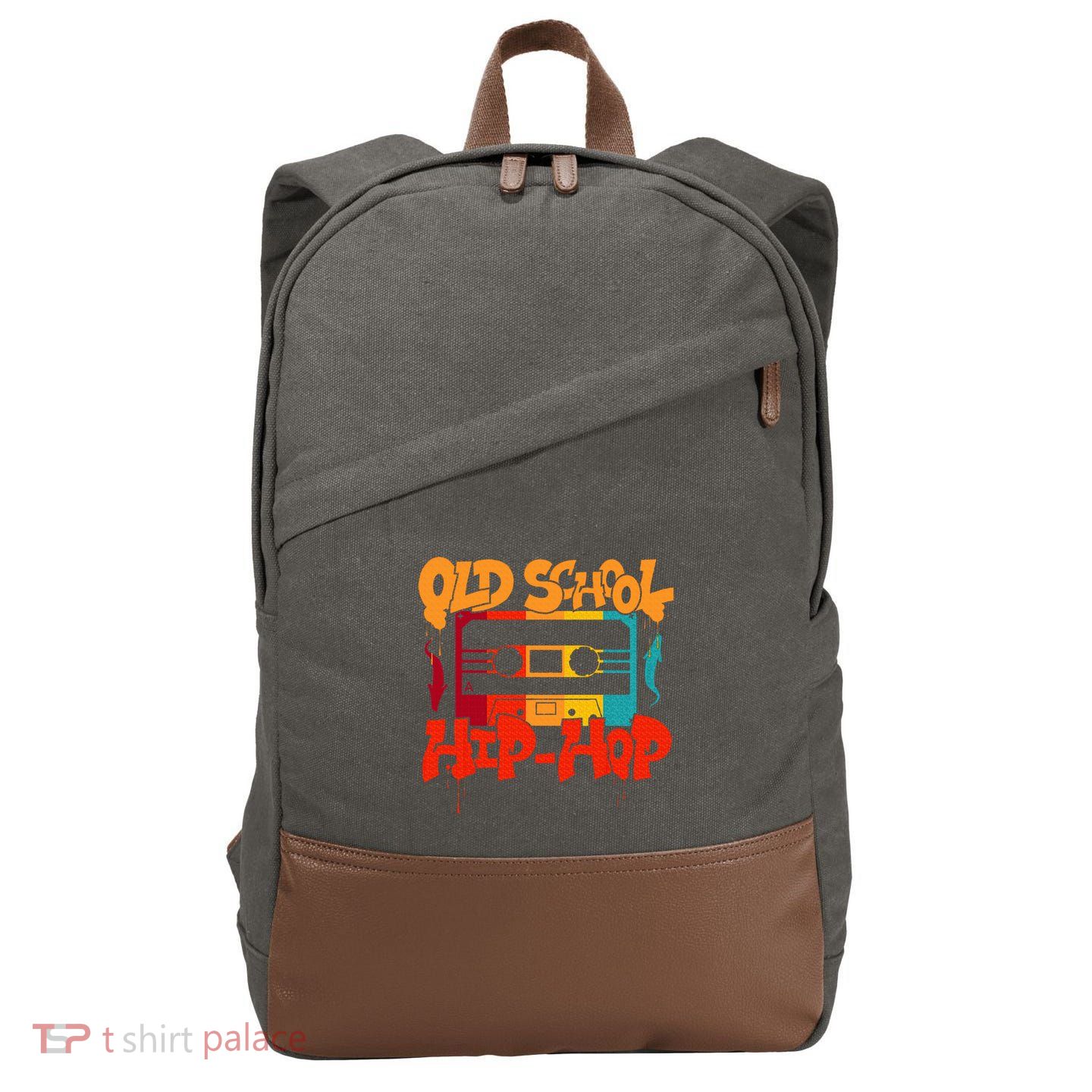 Retro Old School Hip Hop 80s 90s Graffiti Cassette Cotton Canvas Backpack