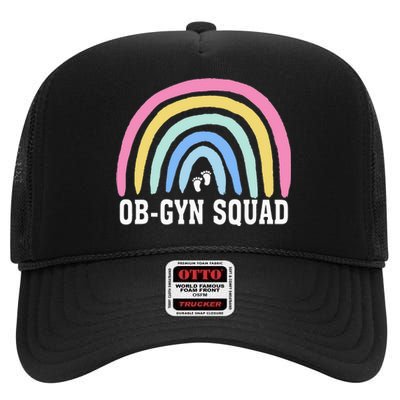 Rainbow ObGyn Squad Obstetrician Gynecologist Nurse ob gyn High Crown Mesh Back Trucker Hat