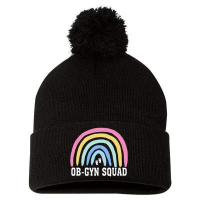 Rainbow ObGyn Squad Obstetrician Gynecologist Nurse ob gyn Pom Pom 12in Knit Beanie