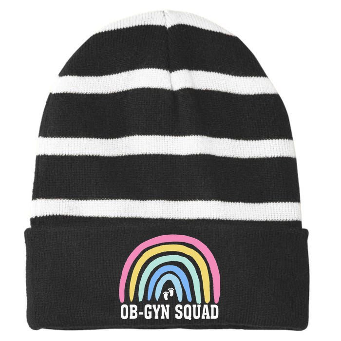 Rainbow ObGyn Squad Obstetrician Gynecologist Nurse ob gyn Striped Beanie with Solid Band