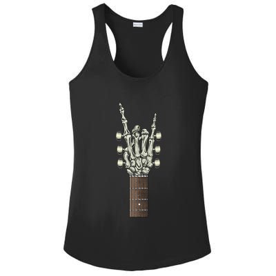 Rock On Skeleton Hand Guitar Rock & Roll Ladies PosiCharge Competitor Racerback Tank