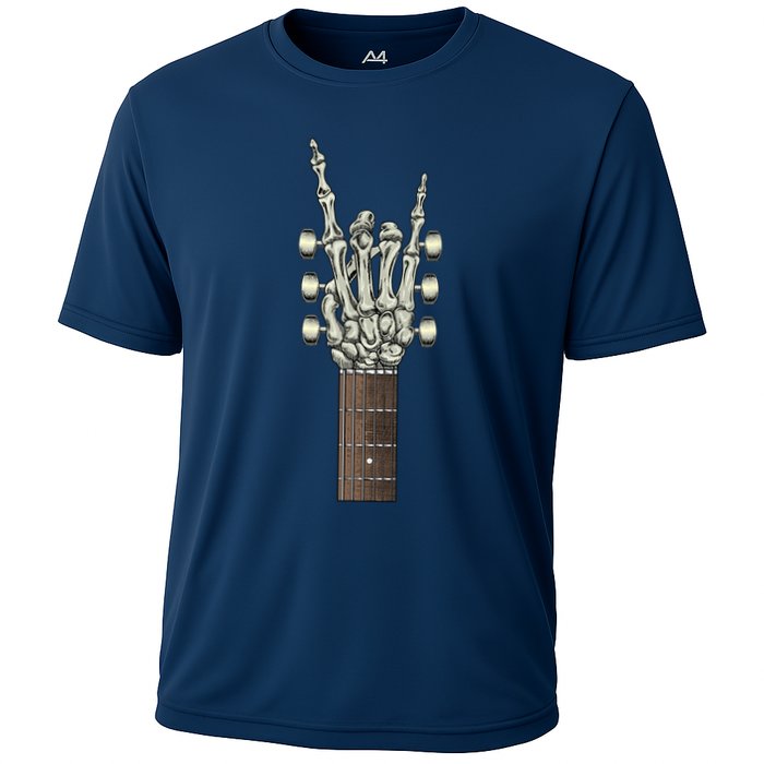 Rock On Skeleton Hand Guitar Rock & Roll Cooling Performance Crew T-Shirt