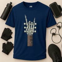 Rock On Skeleton Hand Guitar Rock & Roll Cooling Performance Crew T-Shirt