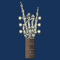 Rock On Skeleton Hand Guitar Rock & Roll Cooling Performance Crew T-Shirt