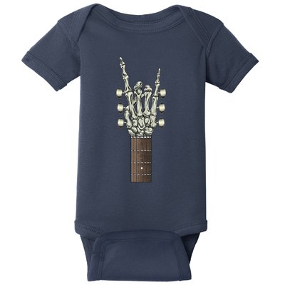 Rock On Skeleton Hand Guitar Rock & Roll Baby Bodysuit