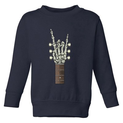 Rock On Skeleton Hand Guitar Rock & Roll Toddler Sweatshirt