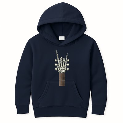Rock On Skeleton Hand Guitar Rock & Roll Kids Hoodie