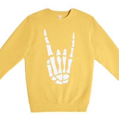 Rock On Skeleton Hand Sign Minimalistic Halloween Costume Premium Crewneck Sweatshirt