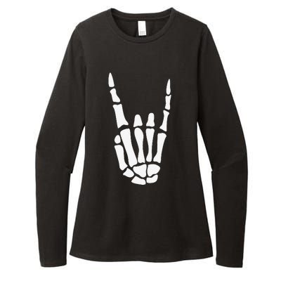 Rock On Skeleton Hand Sign Minimalistic Halloween Costume Womens CVC Long Sleeve Shirt