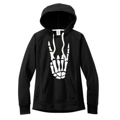 Rock On Skeleton Hand Sign Minimalistic Halloween Costume Women's Fleece Hoodie