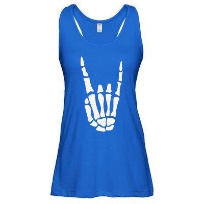 Rock On Skeleton Hand Sign Minimalistic Halloween Costume Ladies Essential Flowy Tank