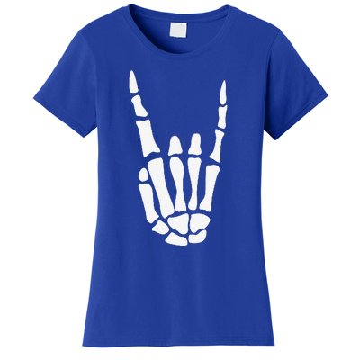 Rock On Skeleton Hand Sign Minimalistic Halloween Costume Women's T-Shirt