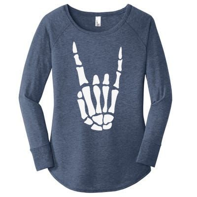 Rock On Skeleton Hand Sign Minimalistic Halloween Costume Women's Perfect Tri Tunic Long Sleeve Shirt