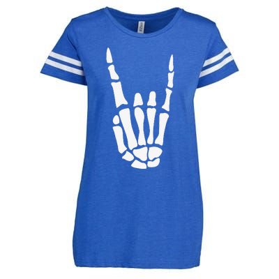 Rock On Skeleton Hand Sign Minimalistic Halloween Costume Enza Ladies Jersey Football T-Shirt