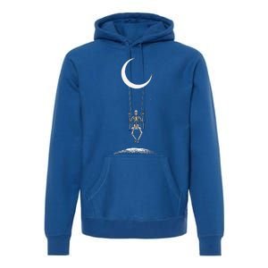 Rock On Skeleton Moon Band Rock And Roll Graphic Premium Hoodie