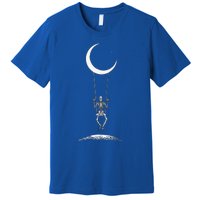 Rock On Skeleton Moon Band Rock And Roll Graphic Premium T-Shirt