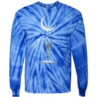 Rock On Skeleton Moon Band Rock And Roll Graphic Tie-Dye Long Sleeve Shirt