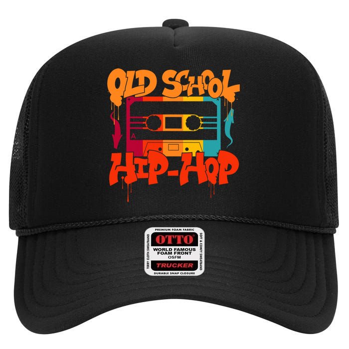 Retro Old School Hip Hop 80s 90s Graffiti Cassette High Crown Mesh Back Trucker Hat