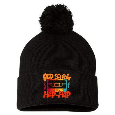 Retro Old School Hip Hop 80s 90s Graffiti Cassette Pom Pom 12in Knit Beanie