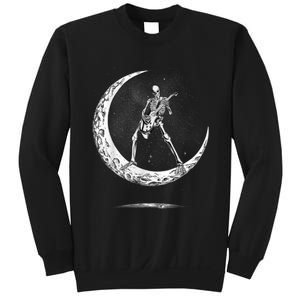 Rock On Skeleton Moon Rock And Roll Funny Halloween Sweatshirt