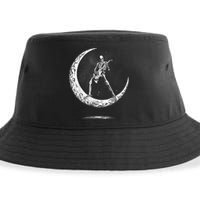 Rock On Skeleton Moon Rock And Roll Funny Halloween Sustainable Bucket Hat