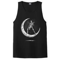 Rock On Skeleton Moon Rock And Roll Funny Halloween PosiCharge Competitor Tank